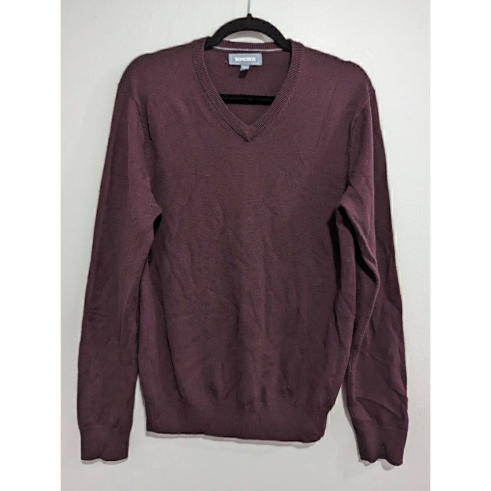 Bonobos extra fine merino wool plum V-neck sweater size xs
